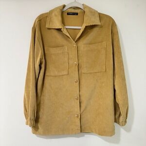 LC Waikiki Corduroy Button Down Shirt Women XS-S Curry Yellow Shacket | Boho 70s